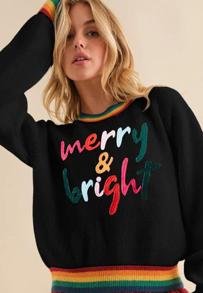 Omelia | Knitted Rainbow Women's Christmas Jumper