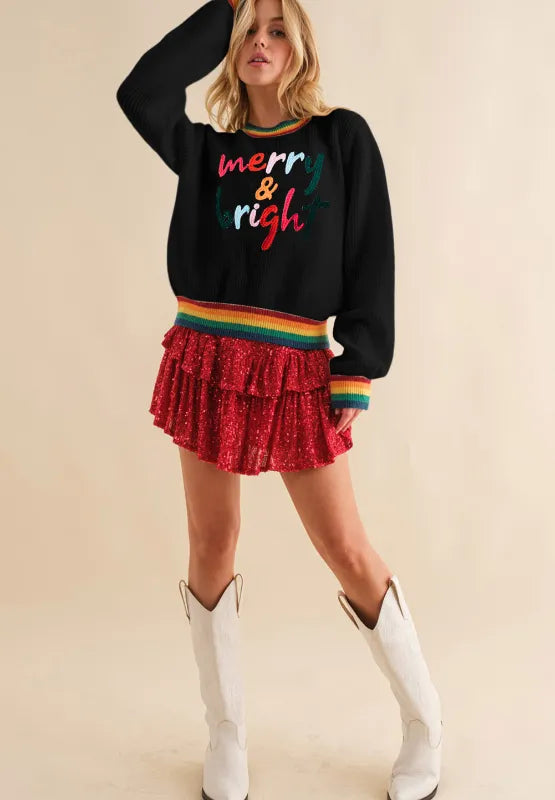 Omelia | Knitted Rainbow Women's Christmas Jumper
