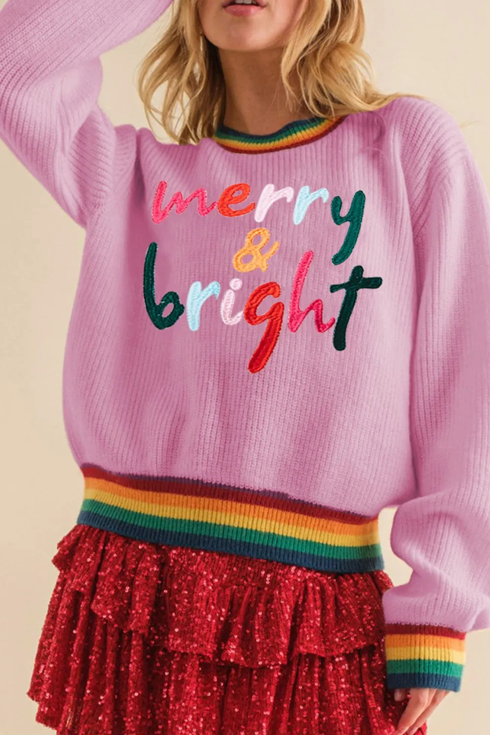 Omelia | Knitted Rainbow Women's Christmas Jumper