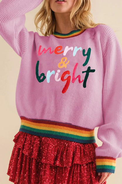 Omelia | Knitted Rainbow Women's Christmas Jumper