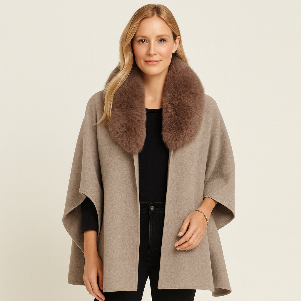 Verne | Knitted Women's Coat with Faux Fur Collar