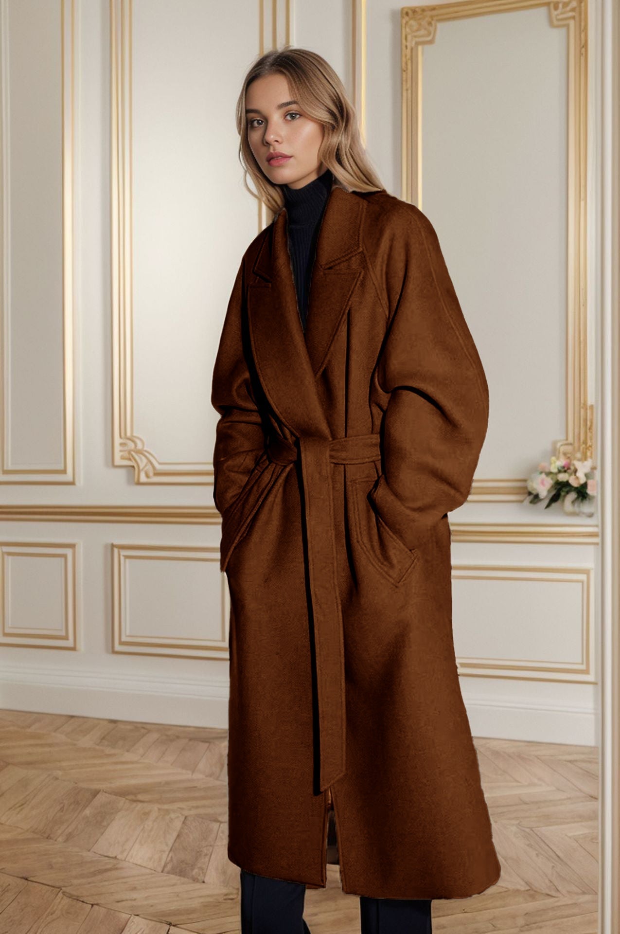 Amelie | Luxury Long Coat in Camel Elegance