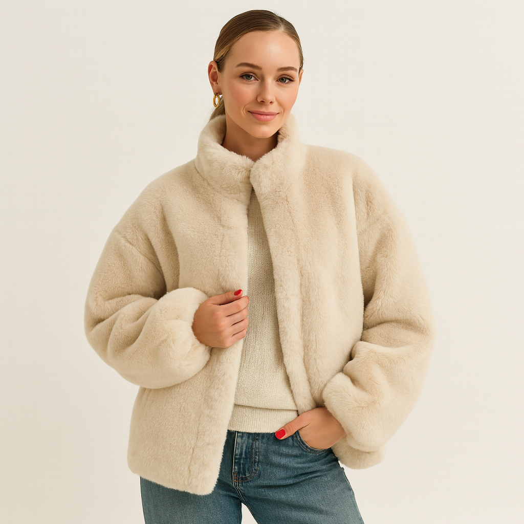 Jamie | Luxury Faux Fur Coat in Beige