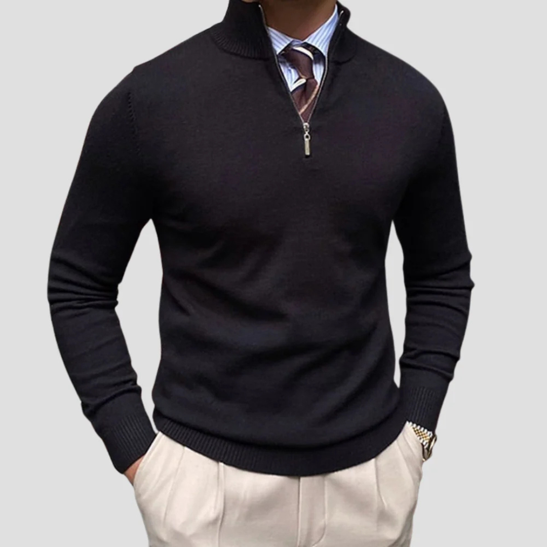 Men’s Classic Quarter-Zip Sweater with Mock Neck