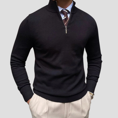 Men’s Classic Quarter-Zip Sweater with Mock Neck