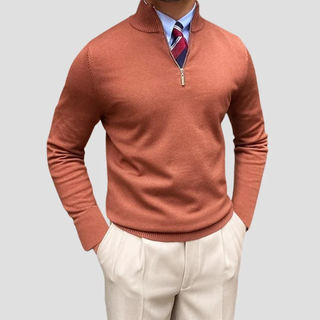 Men’s Classic Quarter-Zip Sweater with Mock Neck