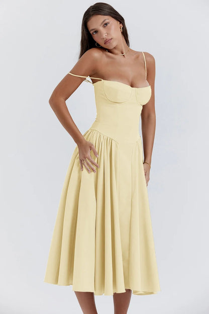 Anara – Midi Dress with Gathered Full Skirt