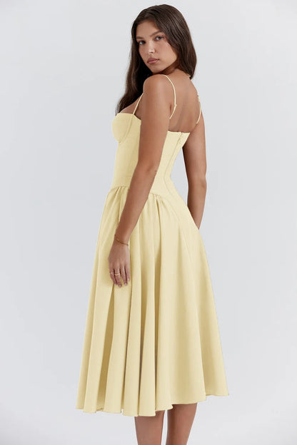 Anara – Midi Dress with Gathered Full Skirt