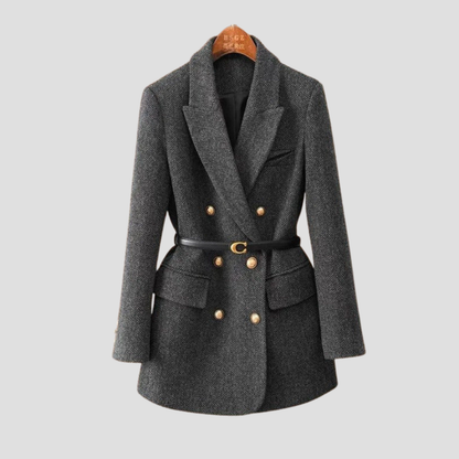 Women’s Herringbone Belted Blazer Coat