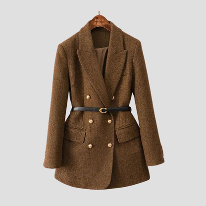 Women’s Herringbone Belted Blazer Coat