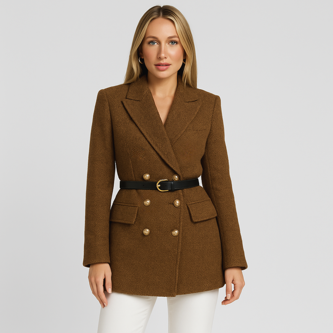 Women’s Herringbone Belted Blazer Coat