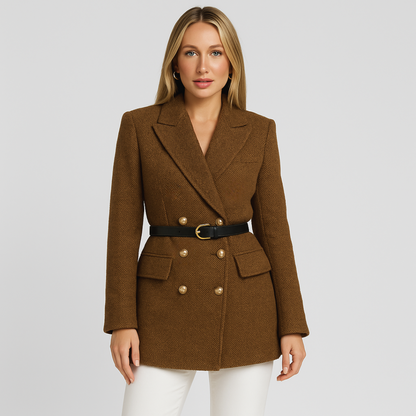 Women’s Herringbone Belted Blazer Coat