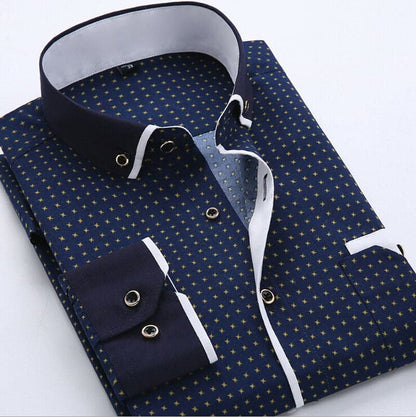 Antonio Shirt | Elegant Men's Patterned Shirt with Contrast Details for Business and Leisure