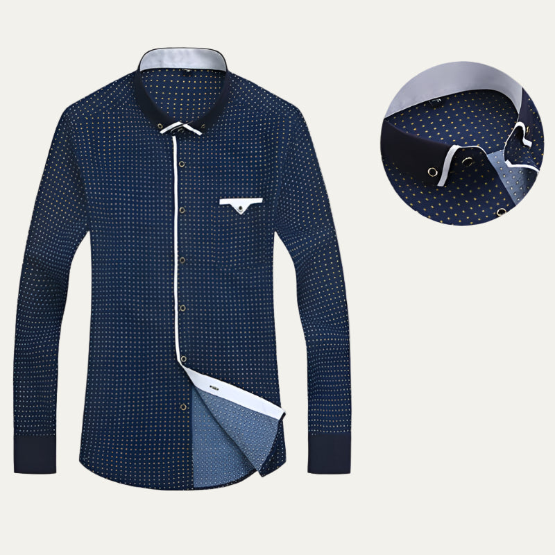 Men’s Micro Pattern Contrast Collar Dress Shirt