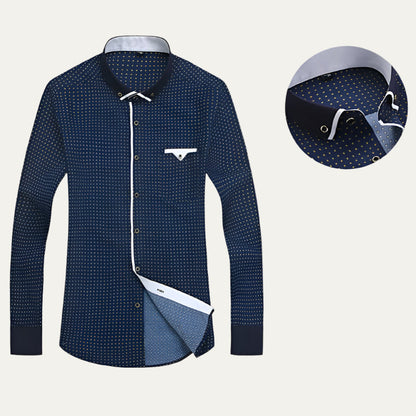 Men’s Micro Pattern Contrast Collar Dress Shirt