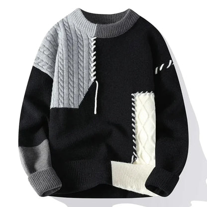 Cevori Vintage Knit Style Patchwork Sweater