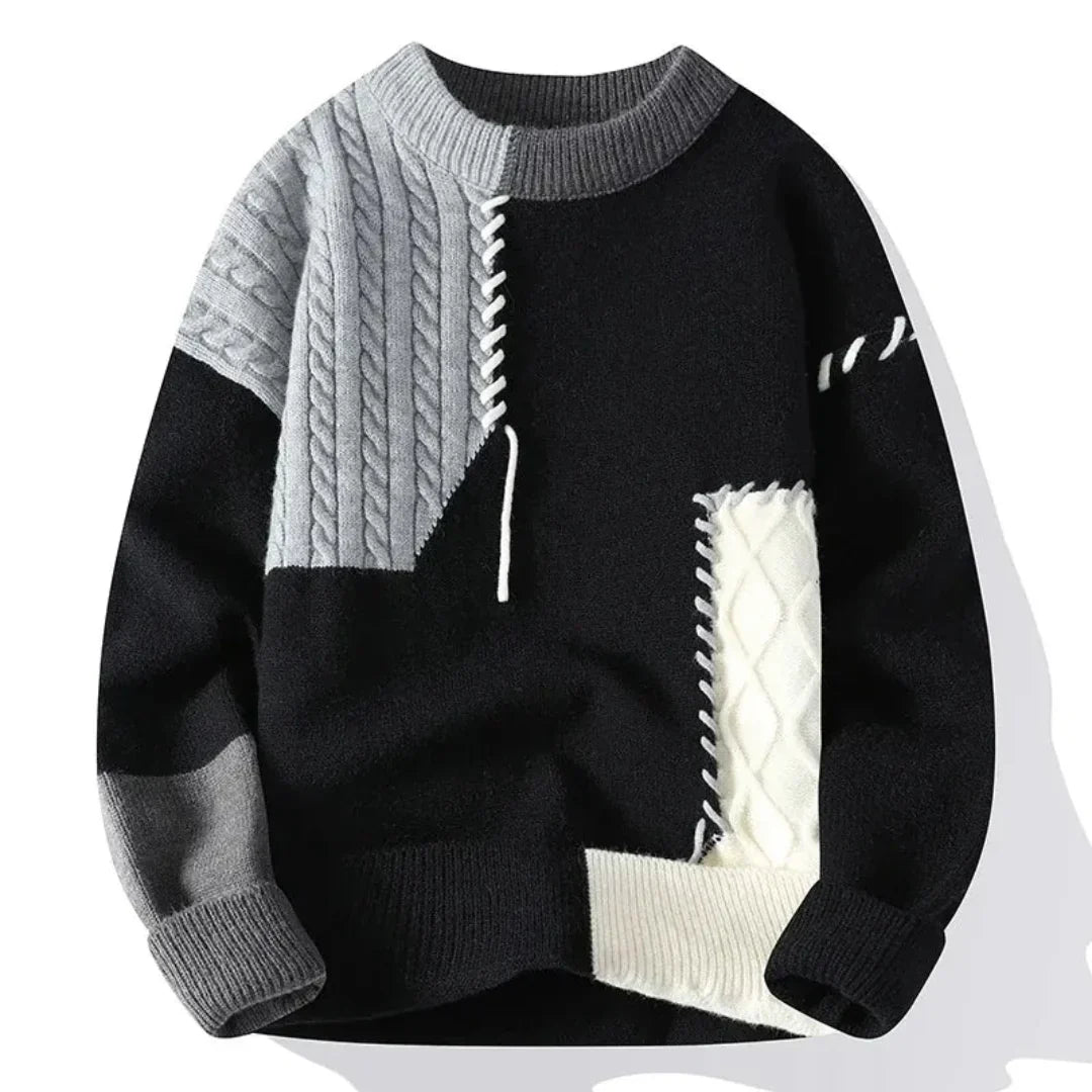 Men’s Deconstructed Patchwork Knit Sweater