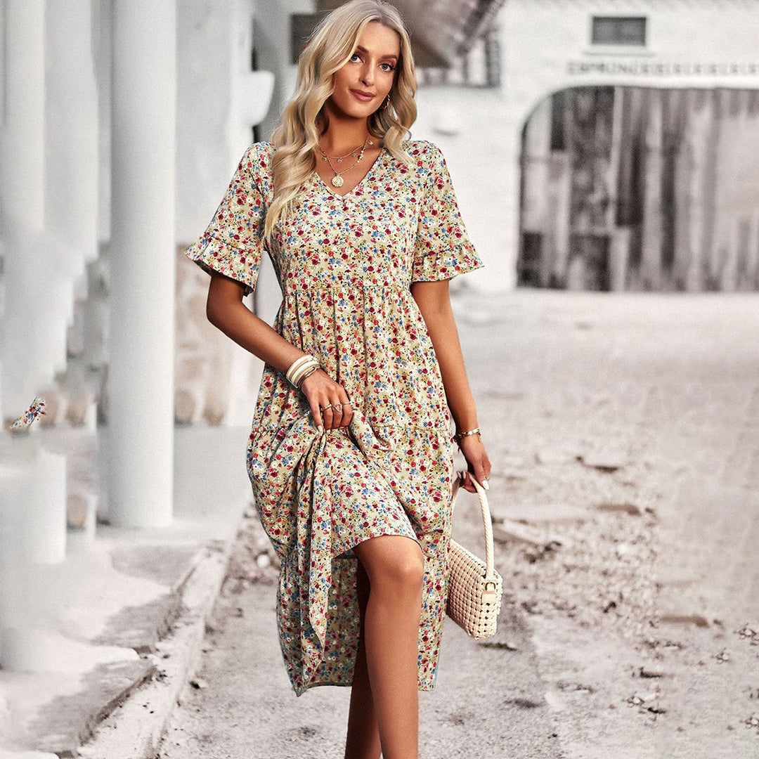 Chic Summer Floral Midi Dress for Women - BritishElegance
