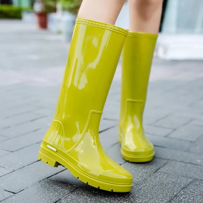 AquaCharm | Stylish Waterproof Mid-Calf Rain Boots for Women