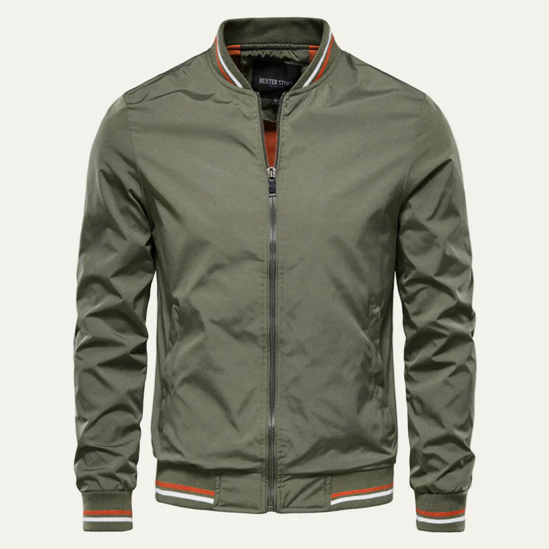 Men’s Solid Color Slim Fit Bomber Jacket