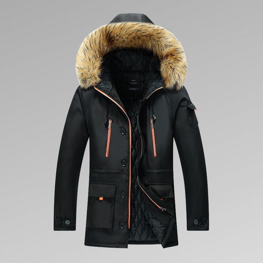 Waterproof Men's Winter Parka Jacket with Faux Fur Hood - BritishElegance