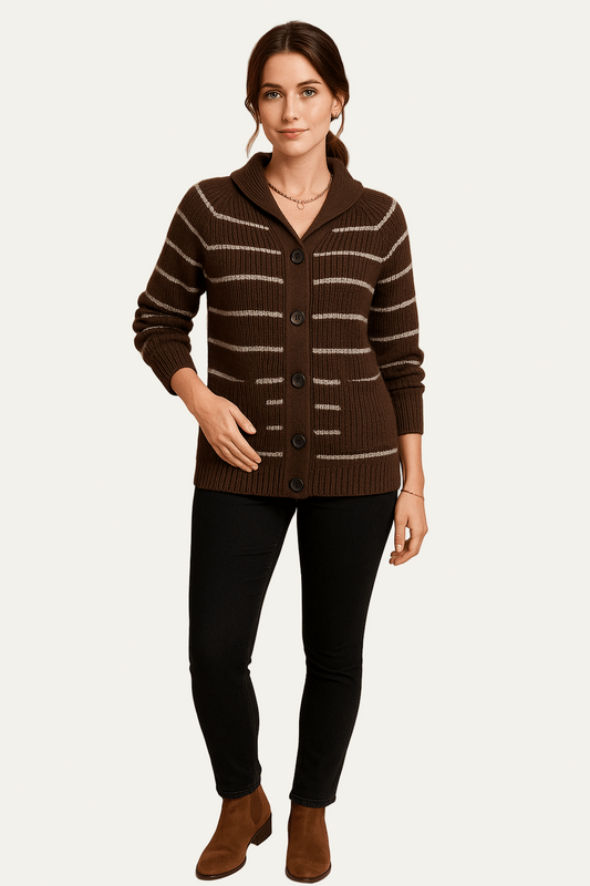 Women’s Striped Hooded Cardigan Sweater