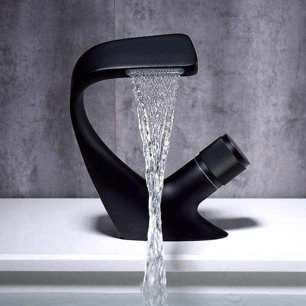 Contemporary Single Handle Waterfall Kitchen Faucet - BritishElegance