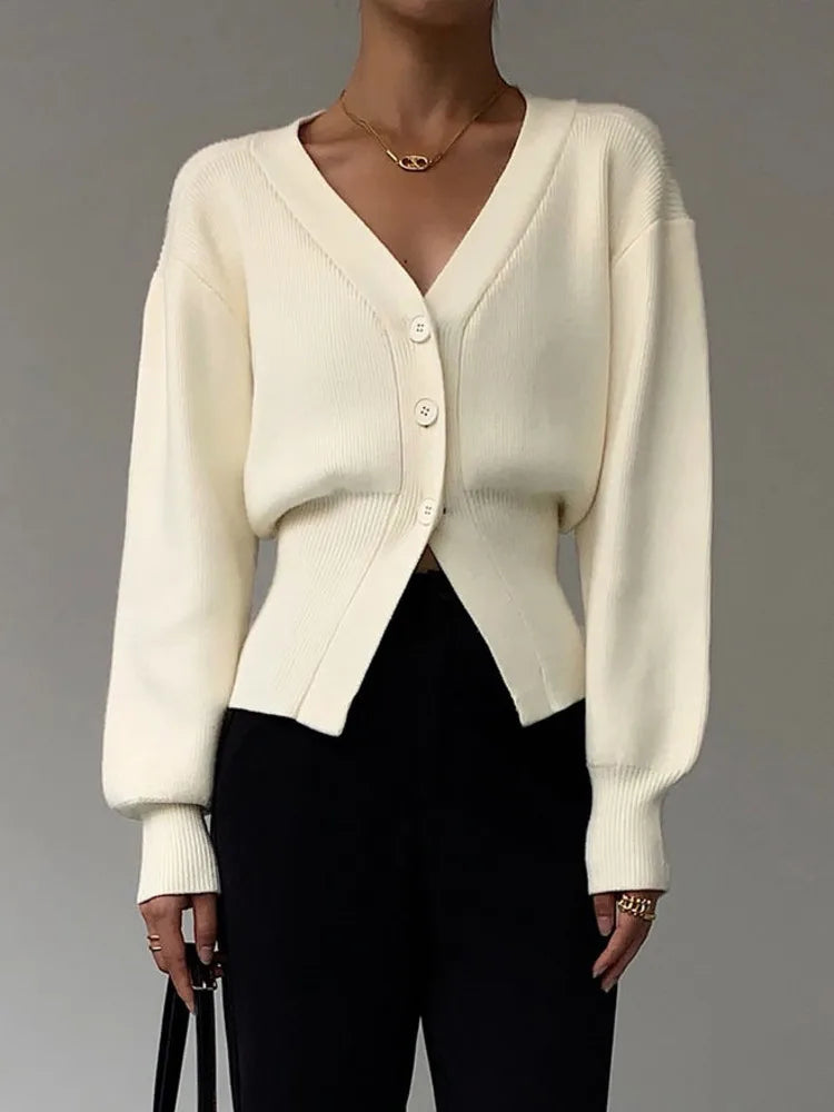 Women's Cozy Long Sleeve Cardigan with Buttons - BritishElegance