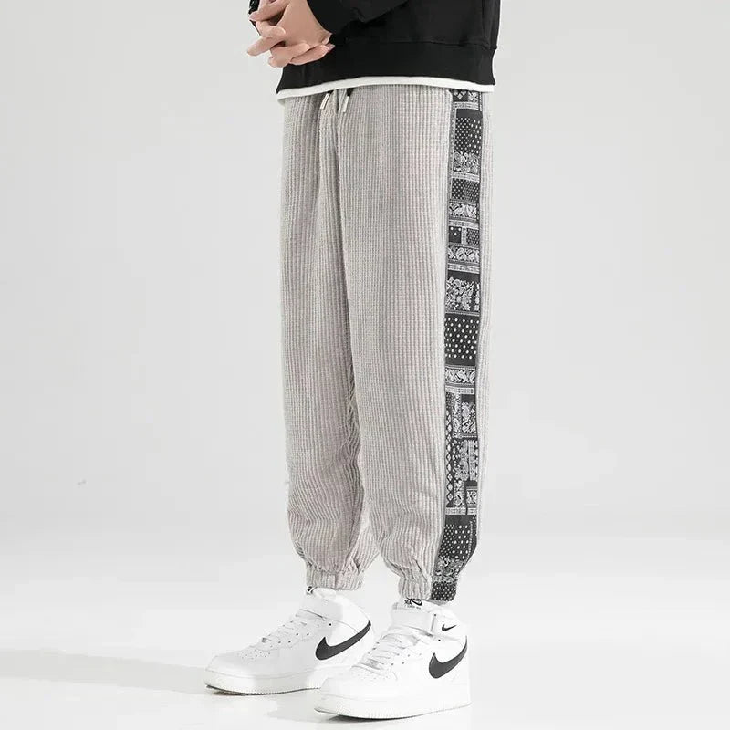 Relaxed Fit Corduroy Pants Elastic Bottom Joggers
