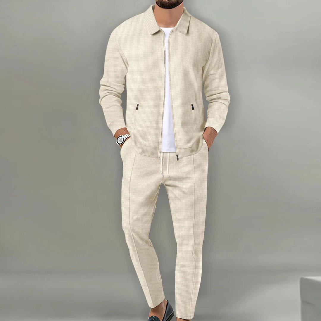 Men's Sporty 2-Piece Tracksuit Set with Zip Jacket and Pants - BritishElegance