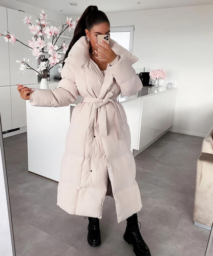 Womens Long Elegant Belted Coat – Sophisticated Outerwear for Women