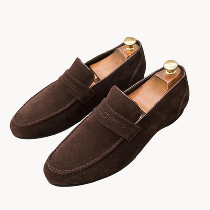 Men’s Classic Suede Penny Loafers with Chunky Contrast Sole