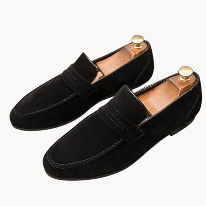 Men’s Classic Suede Penny Loafers with Chunky Contrast Sole