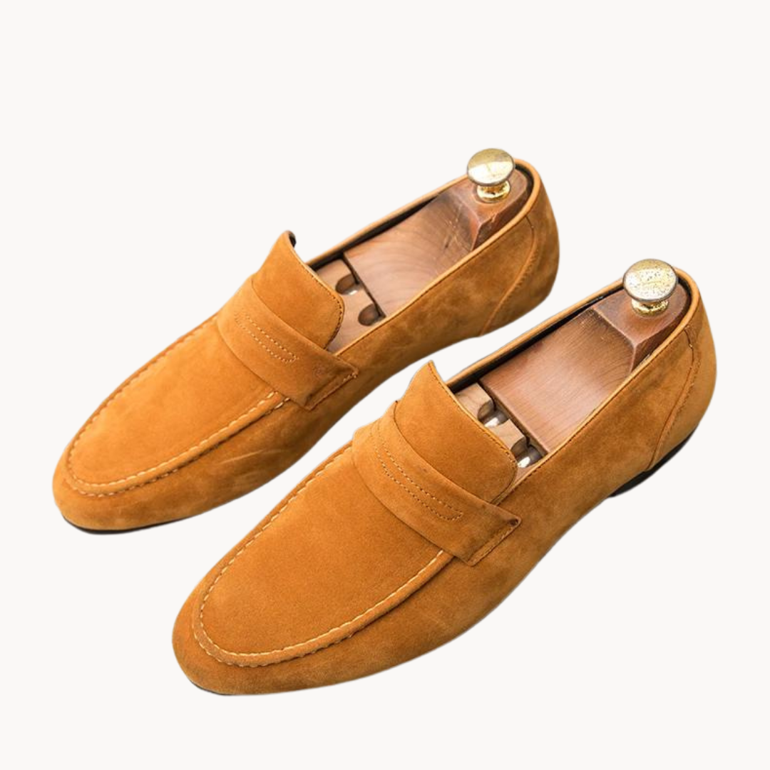 Men’s Classic Suede Penny Loafers with Chunky Contrast Sole