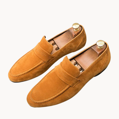 Men’s Classic Suede Penny Loafers with Chunky Contrast Sole