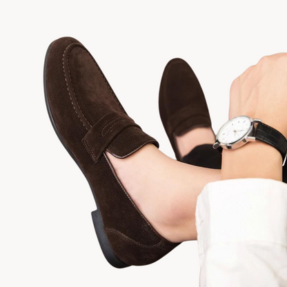 Men’s Classic Suede Penny Loafers with Chunky Contrast Sole