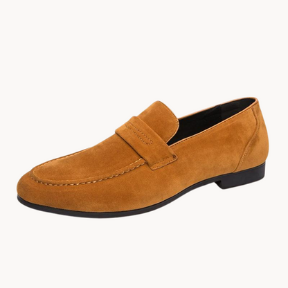 Men’s Classic Suede Penny Loafers with Chunky Contrast Sole