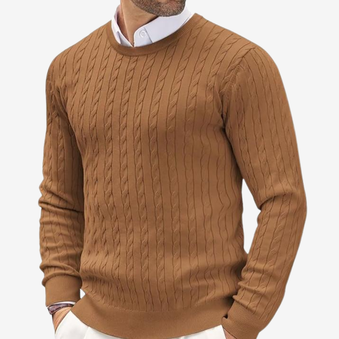 Classic Men's Cable Knit Crew Sweater