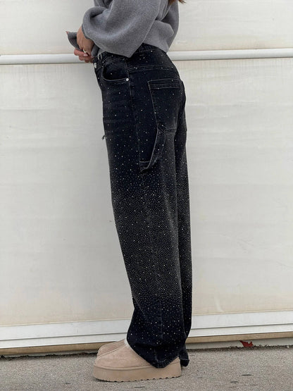 Beatrix – Glitter Wide-Leg Denim Jeans