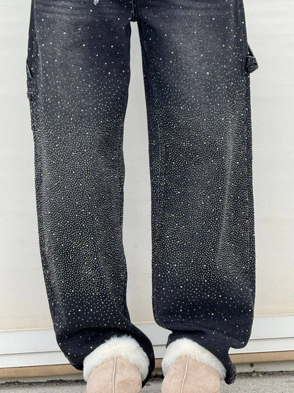 Beatrix – Glitter Wide-Leg Denim Jeans