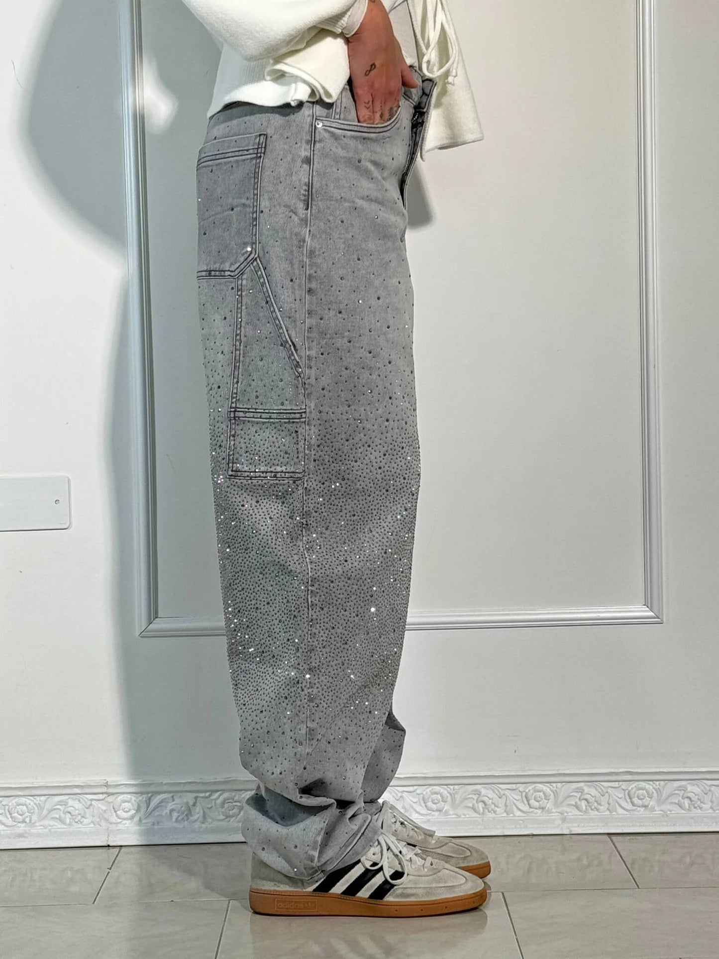 Beatrix – Glitter Wide-Leg Denim Jeans
