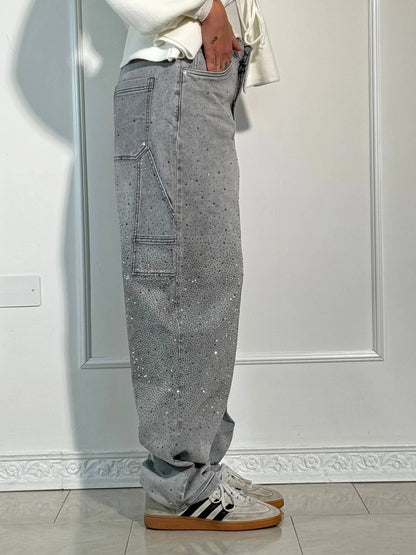 Beatrix – Glitter Wide-Leg Denim Jeans