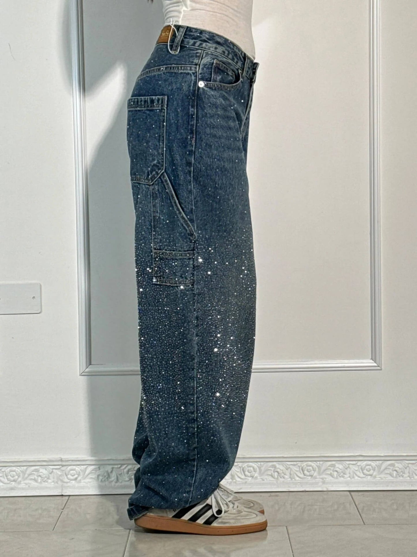 Beatrix – Glitter Wide-Leg Denim Jeans