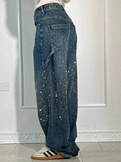 Beatrix – Glitter Wide-Leg Denim Jeans