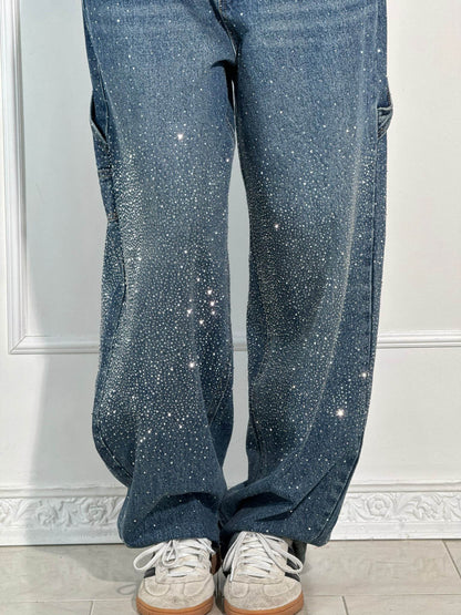 Beatrix – Glitter Wide-Leg Denim Jeans