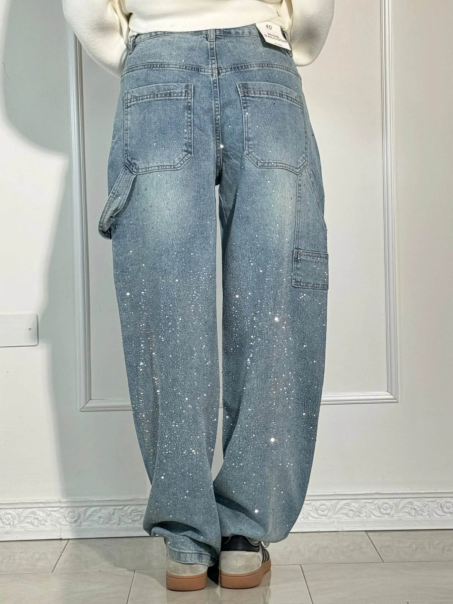 Beatrix – Glitter Wide-Leg Denim Jeans