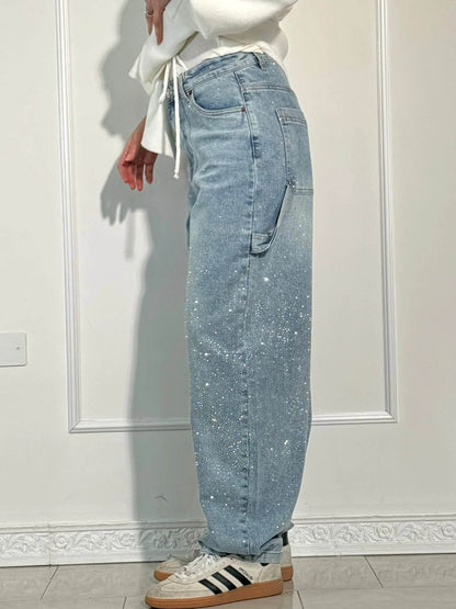 Beatrix – Glitter Wide-Leg Denim Jeans