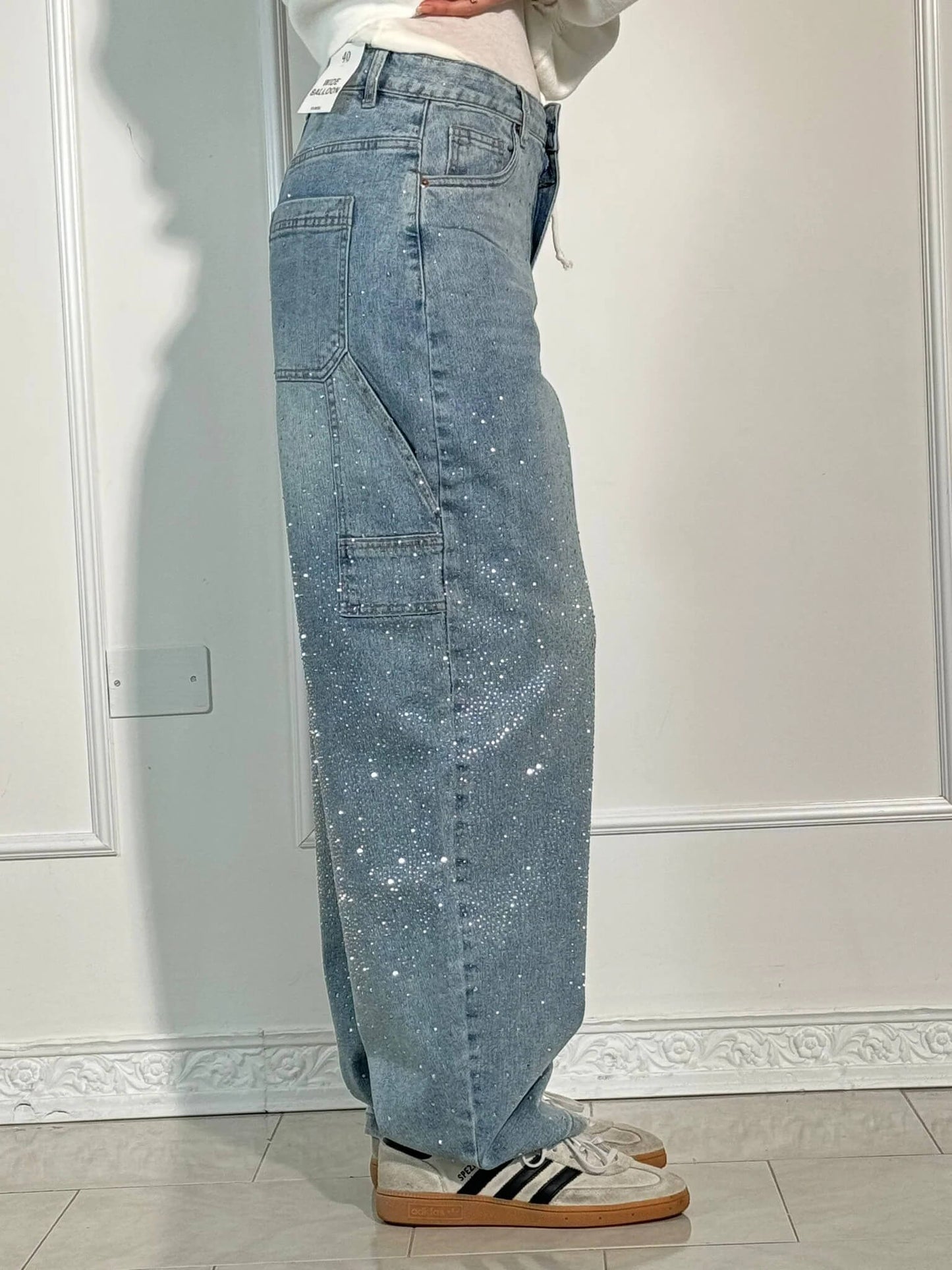 Beatrix – Glitter Wide-Leg Denim Jeans