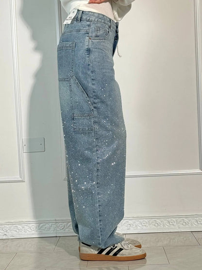 Beatrix – Glitter Wide-Leg Denim Jeans