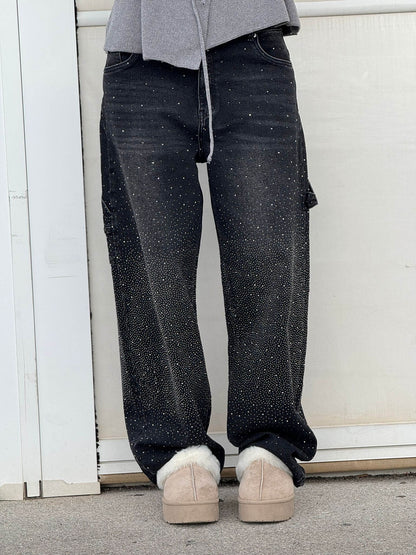 Beatrix – Glitter Wide-Leg Denim Jeans